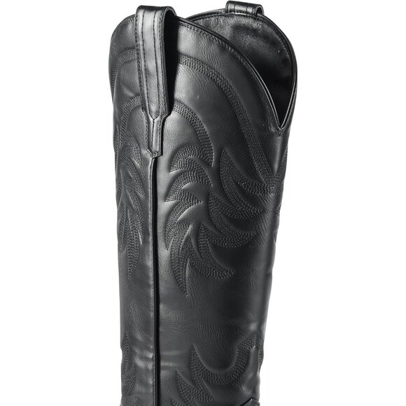 🆕Women's Black Calf High Pointed Toe And Block Heel Suede And Faux Leather Boot - Picture 4 of 10